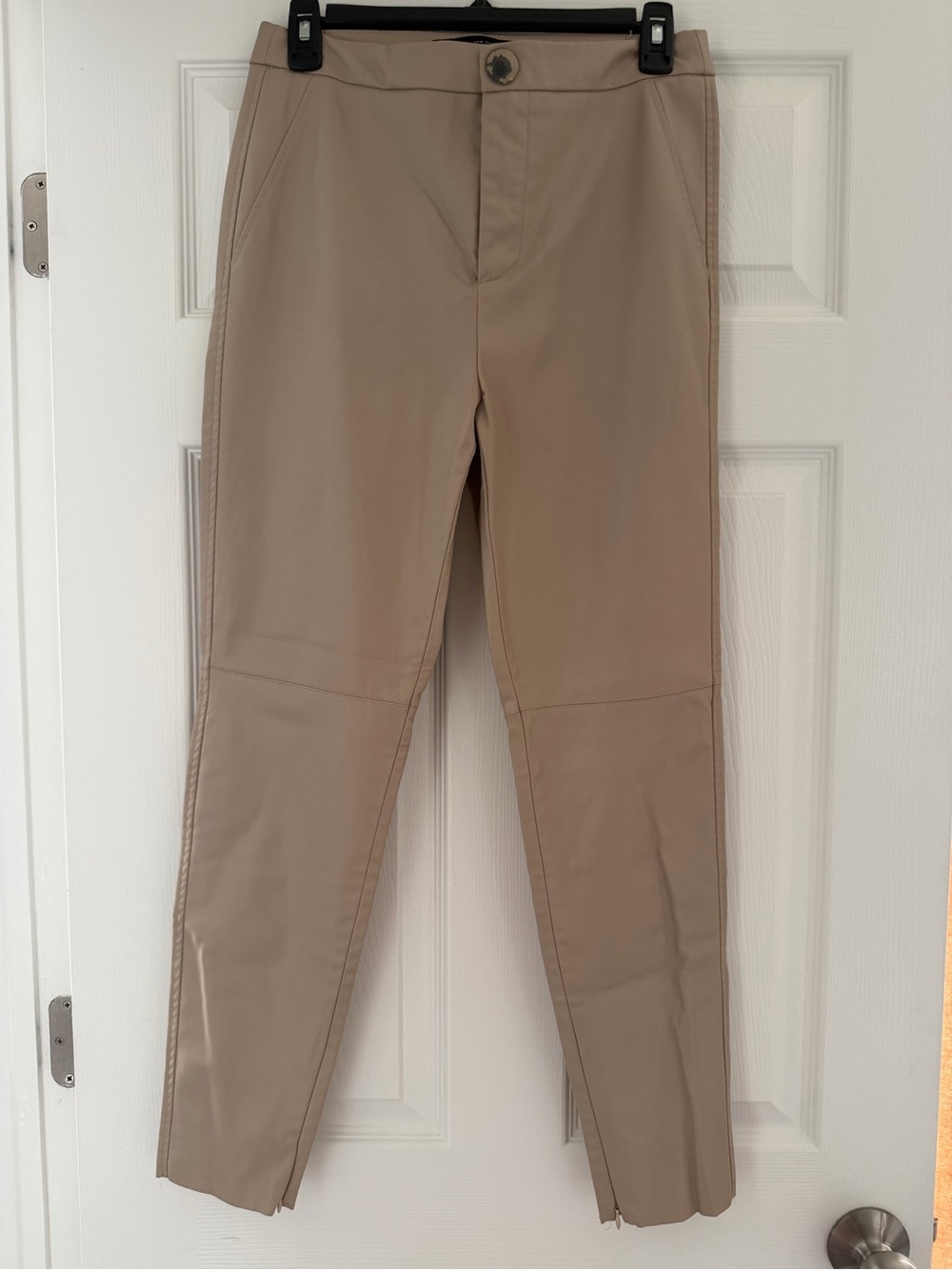 Zara Stretch leather pants in Light Beige
